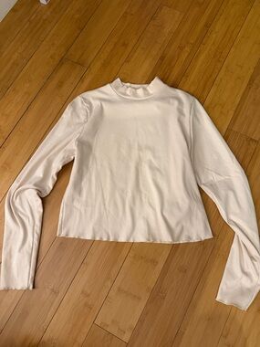 Light Cream Mock Neck Long-Sleeve Top